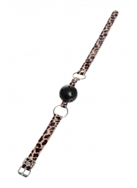 Черный кляп-шар на леопардовых ремешках Anonymo - ToyFa - купить с доставкой в Шахтах