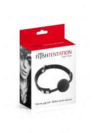 Черный силиконовый кляп-шарик на ремешках - Fetish Tentation - купить с доставкой в Шахтах