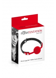 Красный кляп-шарик на черных ремешках - Fetish Tentation - купить с доставкой в Шахтах