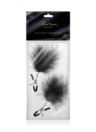 Зажимы на соски с черными пуховыми кисточками Sweet Caress Feather Nipple Clumps - Sweet Caress - купить с доставкой в Шахтах