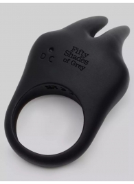Черное эрекционное виброкольцо Sensation Rechargeable Vibrating Rabbit Love Ring - Fifty Shades of Grey - в Шахтах купить с доставкой