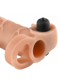 Телесная вибронасадка с кольцом Vibrating Real Feel 2 Extension - 16 см. - Pipedream - в Шахтах купить с доставкой