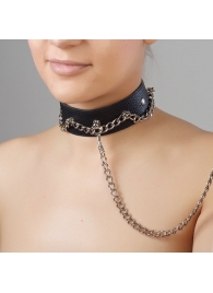 Чёрный ошейник из натуральной кожи - Sitabella - купить с доставкой в Шахтах