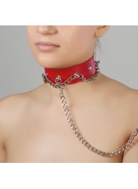 Красный ошейник из натуральной кожи - Sitabella - купить с доставкой в Шахтах