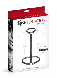 Черная упряжь на тело с шипами на ошейнике - Fetish Tentation - купить с доставкой в Шахтах