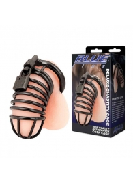 Черная металлическая клетка с замком Deluxe Chastity Cage - BlueLine - купить с доставкой в Шахтах