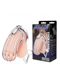 Серебристая металлическая клетка с анальным стимулятором Cock Cage - BlueLine - купить с доставкой в Шахтах