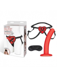 Красный поясной фаллоимитатор Red Heart Strap on Harness   5in Dildo Set - 12,25 см. - Lux Fetish - купить с доставкой в Шахтах