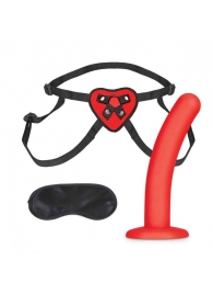 Красный поясной фаллоимитатор Red Heart Strap on Harness   5in Dildo Set - 12,25 см. - Lux Fetish - купить с доставкой в Шахтах