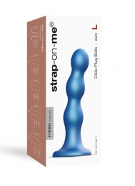Голубая насадка Strap-On-Me Dildo Plug Balls size L - Strap-on-me - купить с доставкой в Шахтах