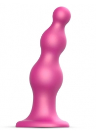 Розовая насадка Strap-On-Me Dildo Plug Beads size L - Strap-on-me - купить с доставкой в Шахтах
