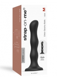 Черная насадка Strap-On-Me Dildo Geisha Balls size M - Strap-on-me - купить с доставкой в Шахтах