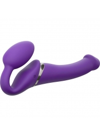 Фиолетовый безремневой вибрострапон Vibrating Bendable Strap-On - size L - Strap-on-me - купить с доставкой в Шахтах