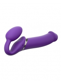 Фиолетовый безремневой вибрострапон Silicone Bendable Strap-On - size XL - Strap-on-me - купить с доставкой в Шахтах
