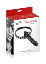 Черный кляп-фаллоимитатор Double Penis Gag - Fetish Tentation - купить с доставкой в Шахтах