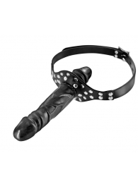 Черный кляп-фаллоимитатор Double Penis Gag - Fetish Tentation - купить с доставкой в Шахтах