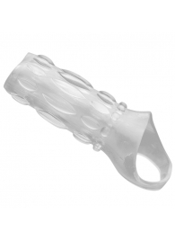 Насадка на пенис с кольцом для мошонки Clear Sensations Enhancer Sex Sleeve - 11,5 см. - XR Brands - в Шахтах купить с доставкой