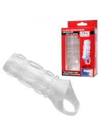 Насадка на пенис с кольцом для мошонки Clear Sensations Enhancer Sex Sleeve - 11,5 см. - XR Brands - в Шахтах купить с доставкой