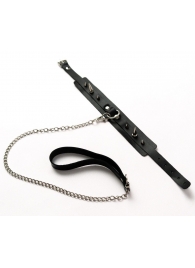 Черный ошейник с шипами и поводком - Crazy Handmade - купить с доставкой в Шахтах