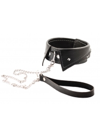 Черный ошейник-воротничок с металлическим поводком - Crazy Handmade - купить с доставкой в Шахтах