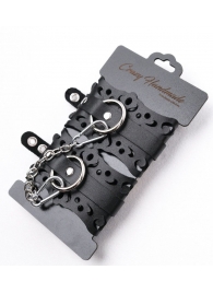 Ажурные наручники из черной кожи - Crazy Handmade - купить с доставкой в Шахтах