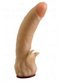 Телесная гелевая насадка-фаллос с клиторальными лепестками - 18,5 см. - LOVETOY (А-Полимер) - купить с доставкой в Шахтах