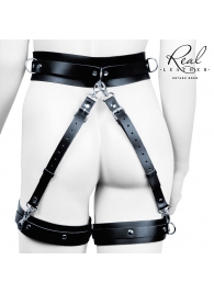 Черный кожаный пояс с гартерами - S-M - Notabu - купить с доставкой в Шахтах