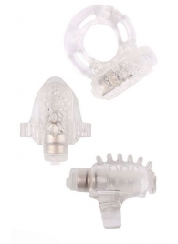 Набор из 3 прозрачных эрекционных колец с вибрацией Teasers Ring Kit - Chisa - в Шахтах купить с доставкой