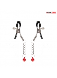 Серебристые зажимы на соски с шариками на цепочках - Notabu - купить с доставкой в Шахтах