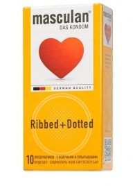 Презервативы с колечками и пупырышками Masculan Ribbed+Dotted - 10 шт. - Masculan - купить с доставкой в Шахтах