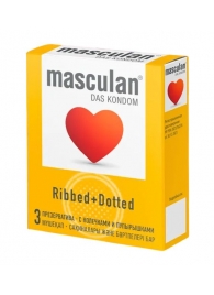 Презервативы с колечками и пупырышками Masculan Ribbed+Dotted - 3 шт. - Masculan - купить с доставкой в Шахтах