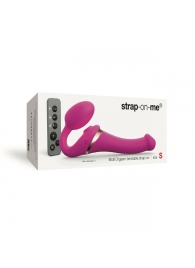 Ярко-розовый безремневой страпон Multi Orgasm Size S с клиторальной стимуляцией - Strap-on-me - купить с доставкой в Шахтах