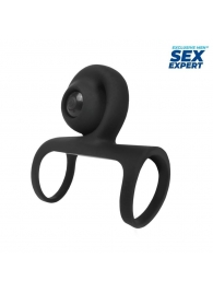 Черная вибронасадка на пенис Sex Expert - Sex Expert - в Шахтах купить с доставкой