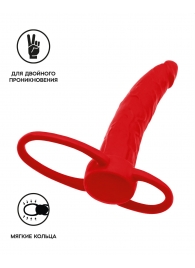 Красная насадка на пенис для двойного проникновения Black Red - 16,5 см. - ToyFa - купить с доставкой в Шахтах