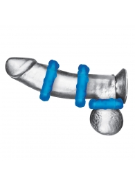 Комплект из трех голубых эрекционных колец 3-Pack Ribbed Rider Cock Ring Set - BlueLine - в Шахтах купить с доставкой