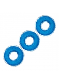 Комплект из трех голубых колец для эрекции 3-Pack Ultra-Stim Stretch Cock Rings - BlueLine - в Шахтах купить с доставкой