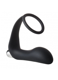 Черное эрекционное кольцо с вибропробкой Vibrating Anal Plug With Cockring - Dream Toys - в Шахтах купить с доставкой