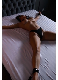 Черный кожаный набор фиксации на кровати Sex Game - БДСМ Арсенал - купить с доставкой в Шахтах