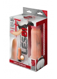 Телесный страпон Harness LESBI с вагинальной пробкой - 16,5 см. - LOVETOY (А-Полимер) - купить с доставкой в Шахтах