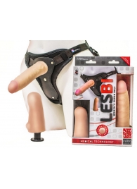 Телесный страпон Harness LESBI с вагинальной пробкой - 16,5 см. - LOVETOY (А-Полимер) - купить с доставкой в Шахтах