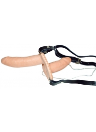 Телесный женский страпон с вагинальной пробкой Strap-On Duo - 15 см. - Orion - купить с доставкой в Шахтах
