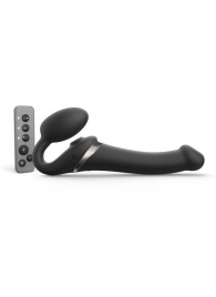 Черный безремневой страпон Multi Orgasm Size M с клиторальной стимуляцией - Strap-on-me - купить с доставкой в Шахтах