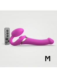 Ярко-розовый безремневой страпон Multi Orgasm Size M с клиторальной стимуляцией - Strap-on-me - купить с доставкой в Шахтах