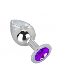 Большой плаг из стали с фиолетовым кристаллом Violet Dream - 9,5 см. - Erotic Fantasy - купить с доставкой в Шахтах