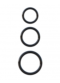 Набор из трех черных эрекционных колец Silicone 3-Ring Stamina Set - Pipedream - в Шахтах купить с доставкой