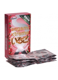 Презервативы Sagami Xtreme Strawberry c ароматом клубники - 10 шт. - Sagami - купить с доставкой в Шахтах