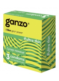 Ультратонкие презервативы Ganzo Ultra thin - 3 шт. - Ganzo - купить с доставкой в Шахтах
