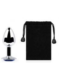 Анальное украшение BUTT PLUG  Small с синим кристаллом - 7 см. - Anal Jewelry Plug - купить с доставкой в Шахтах