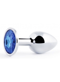 Анальное украшение BUTT PLUG  Small с синим кристаллом - 7 см. - Anal Jewelry Plug - купить с доставкой в Шахтах