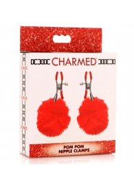 Красные зажимы на соски с помпонами Pom Pom - XR Brands - купить с доставкой в Шахтах